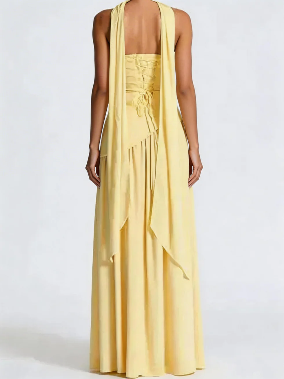 The Strapless Pleated Maxi Slit Dress