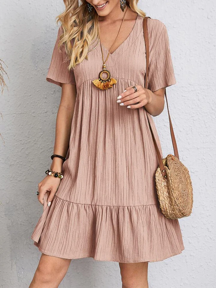 The V Neck Loose Mini Dress