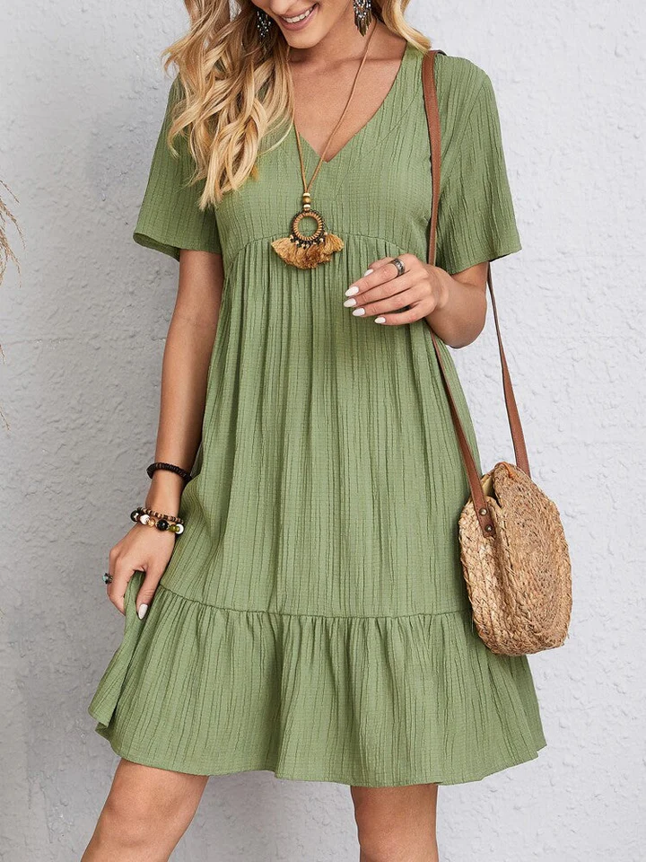 The V Neck Loose Mini Dress