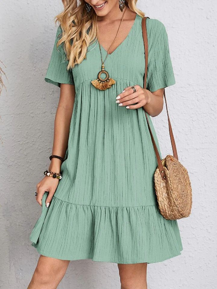 The V Neck Loose Mini Dress