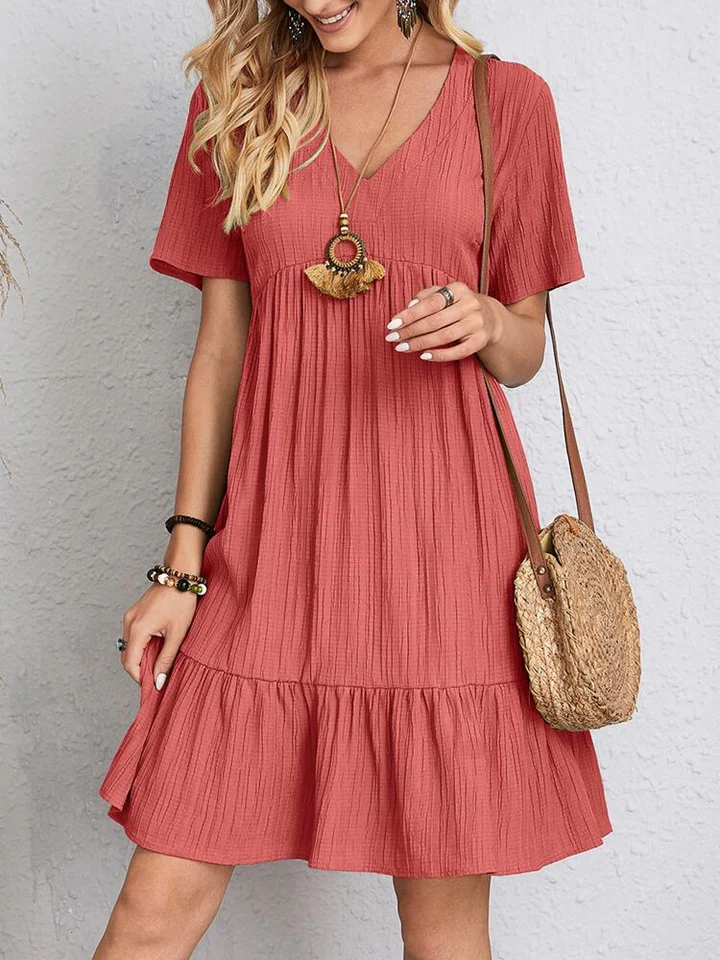The V Neck Loose Mini Dress