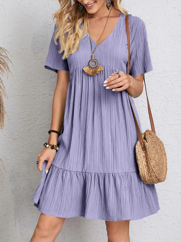 The V Neck Loose Mini Dress