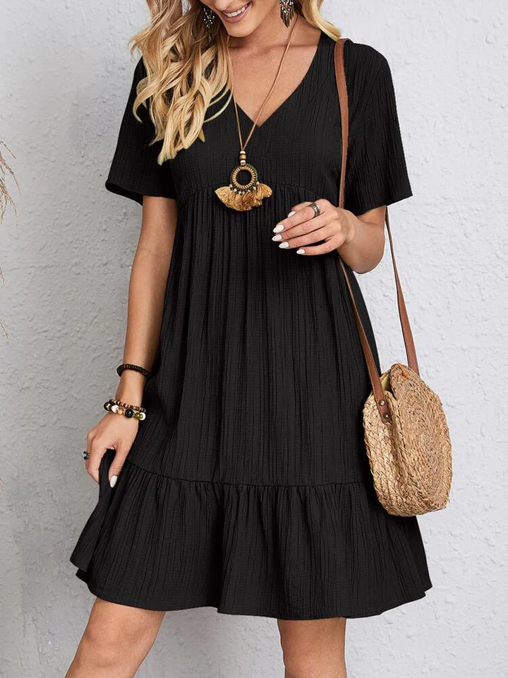 The V Neck Loose Mini Dress