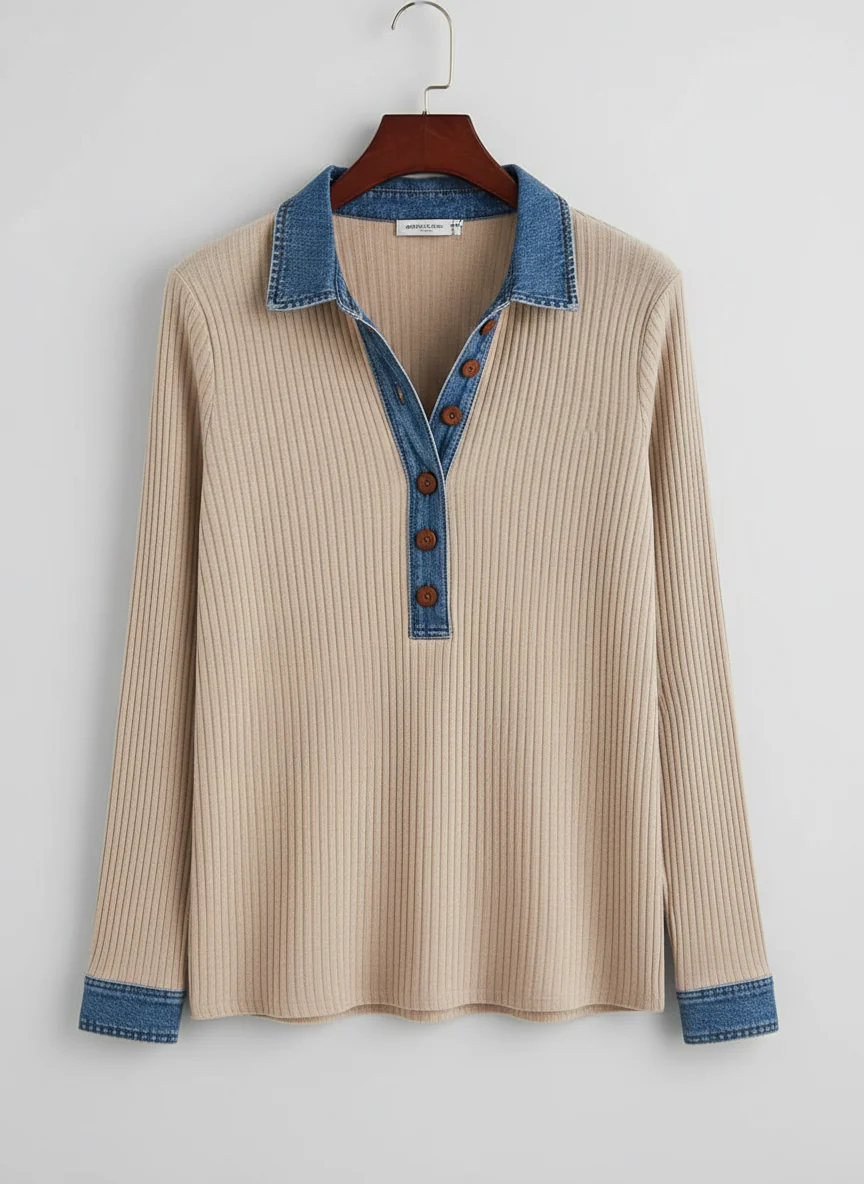 The Ribbed Knit Button Pullover