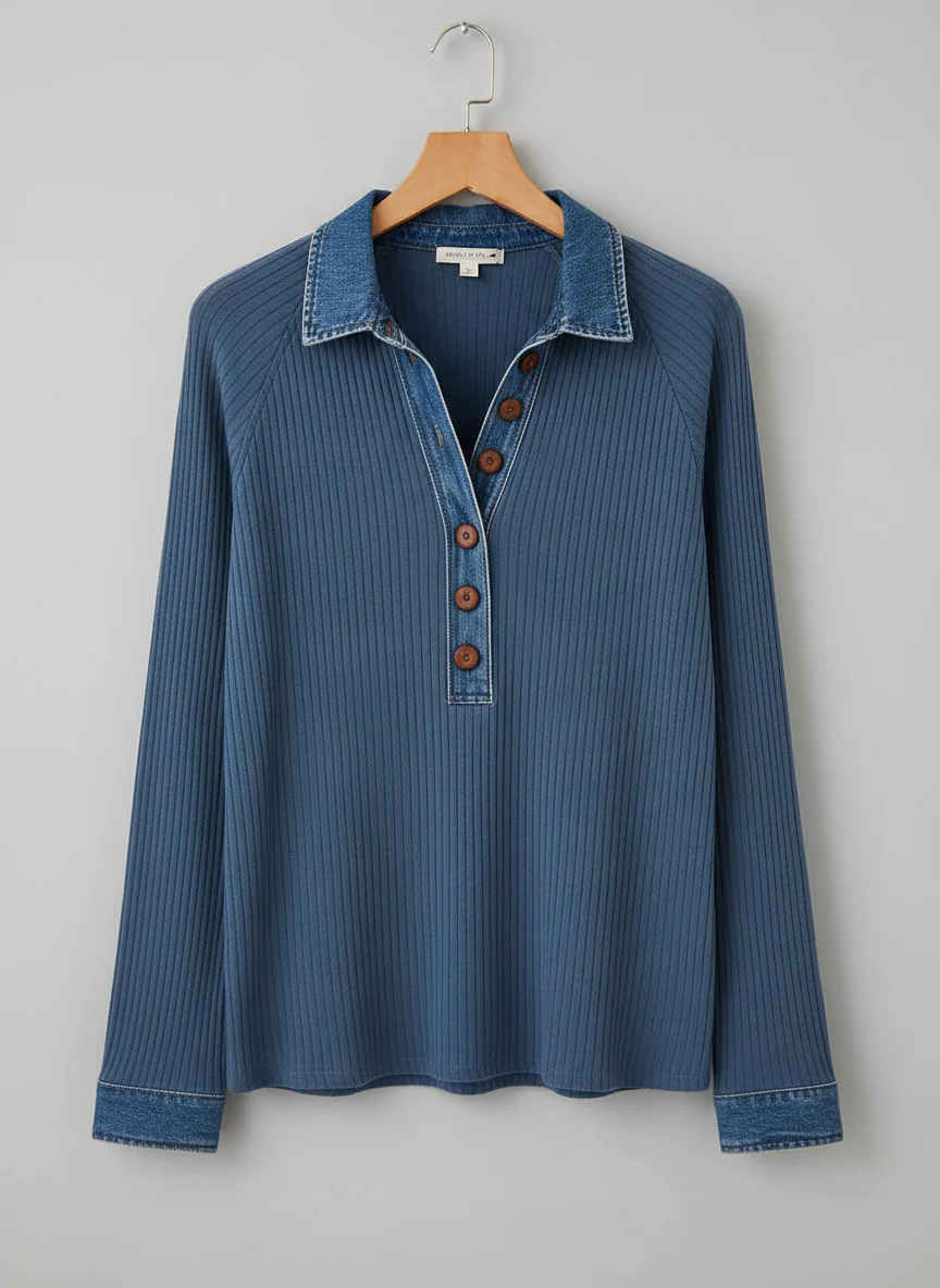 The Ribbed Knit Button Pullover