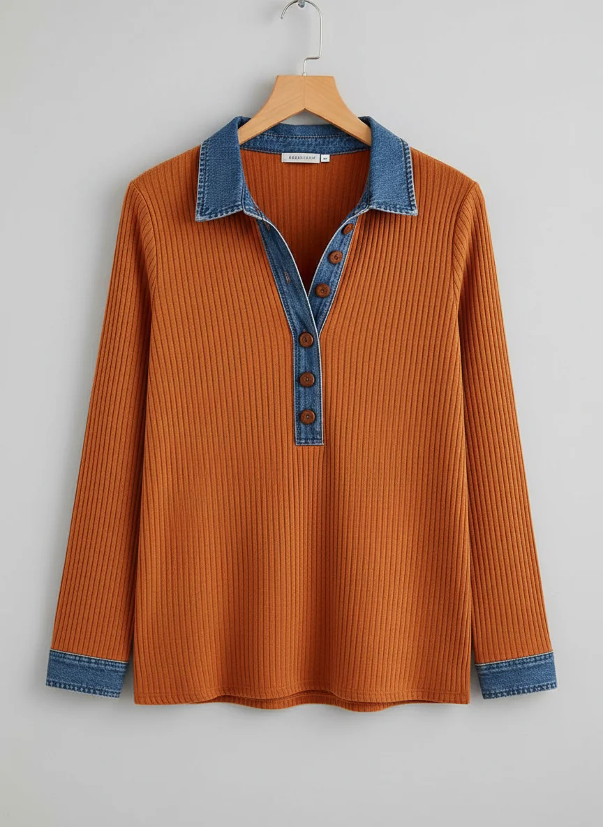 The Ribbed Knit Button Pullover