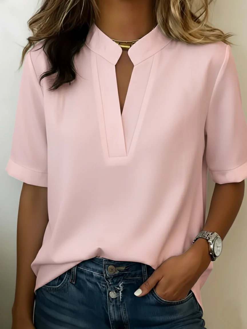 The White V Neck Short Sleeve Blouse