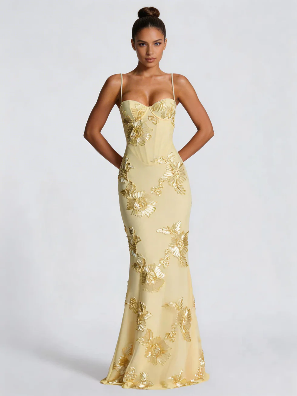 The Strap Floral Embroidered Maxi Dress