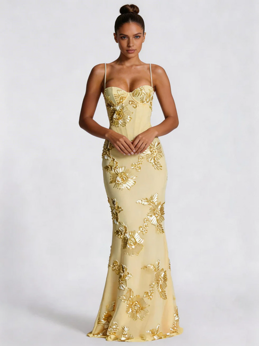 The Strap Floral Embroidered Maxi Dress