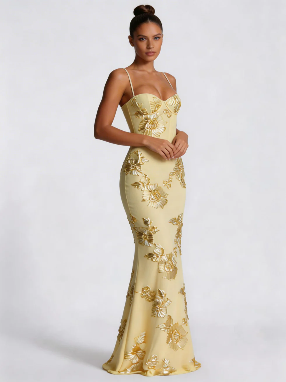 The Strap Floral Embroidered Maxi Dress