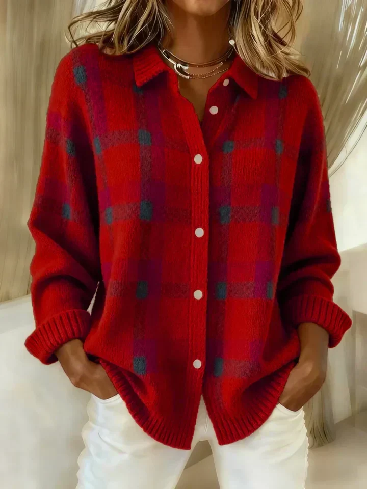 The Plaid Button Knit Sweater