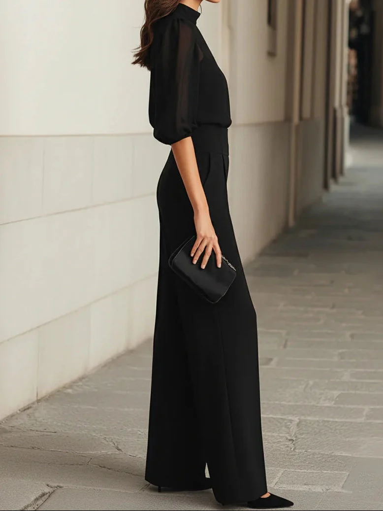 The Black Elegant Wide Leg Set