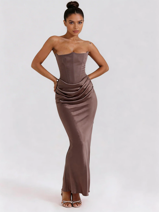 The Strapless Ruched Bodycon Maxi Dress