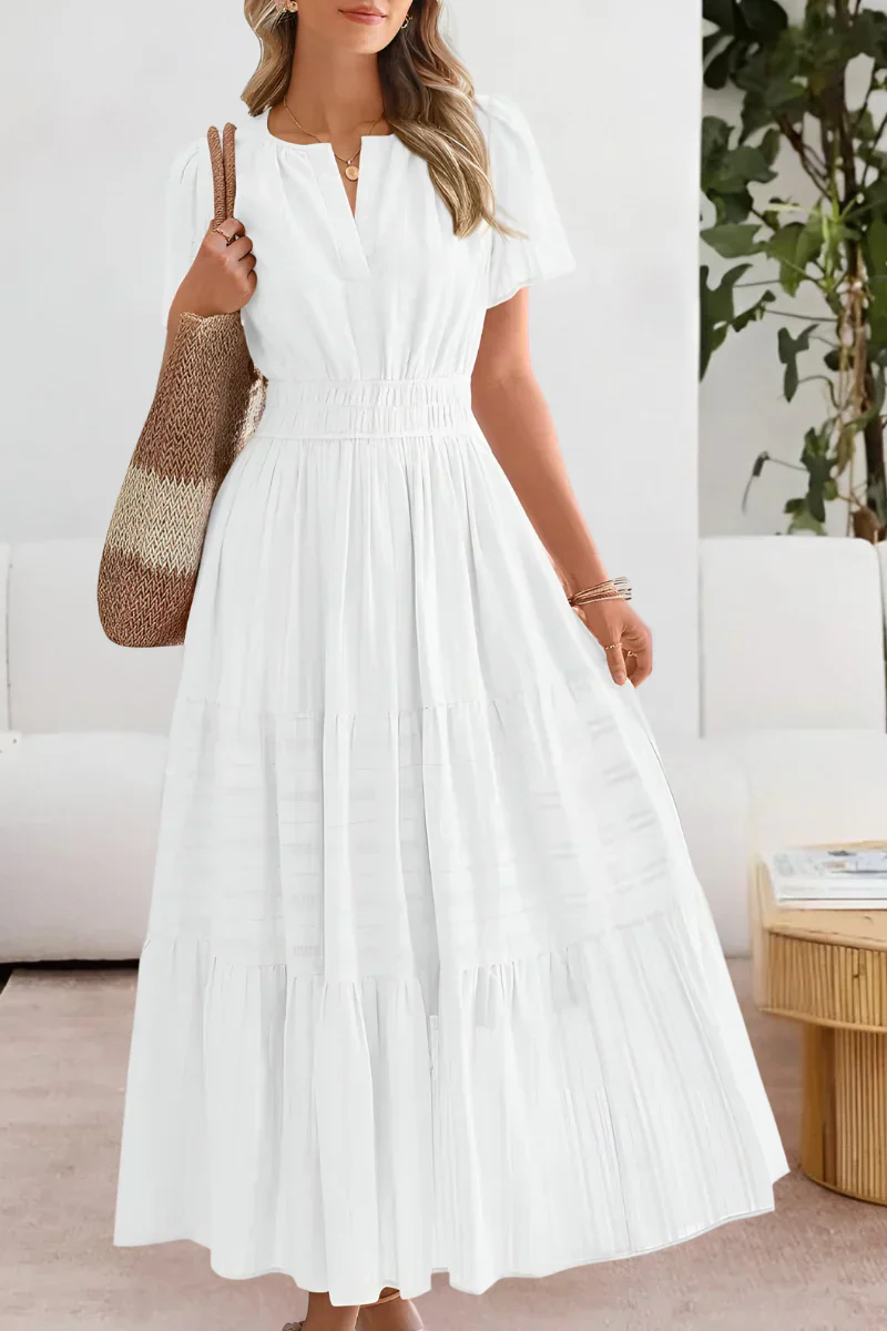 The Tiered V Neck Midi Dress