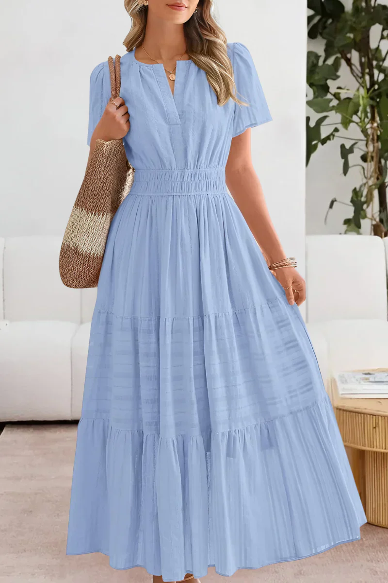 The Tiered V Neck Midi Dress