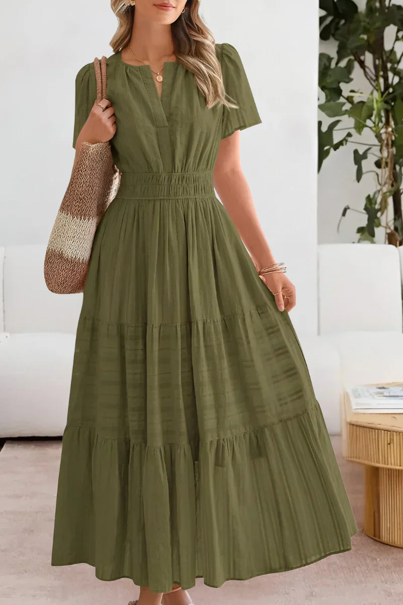 The Tiered V Neck Midi Dress