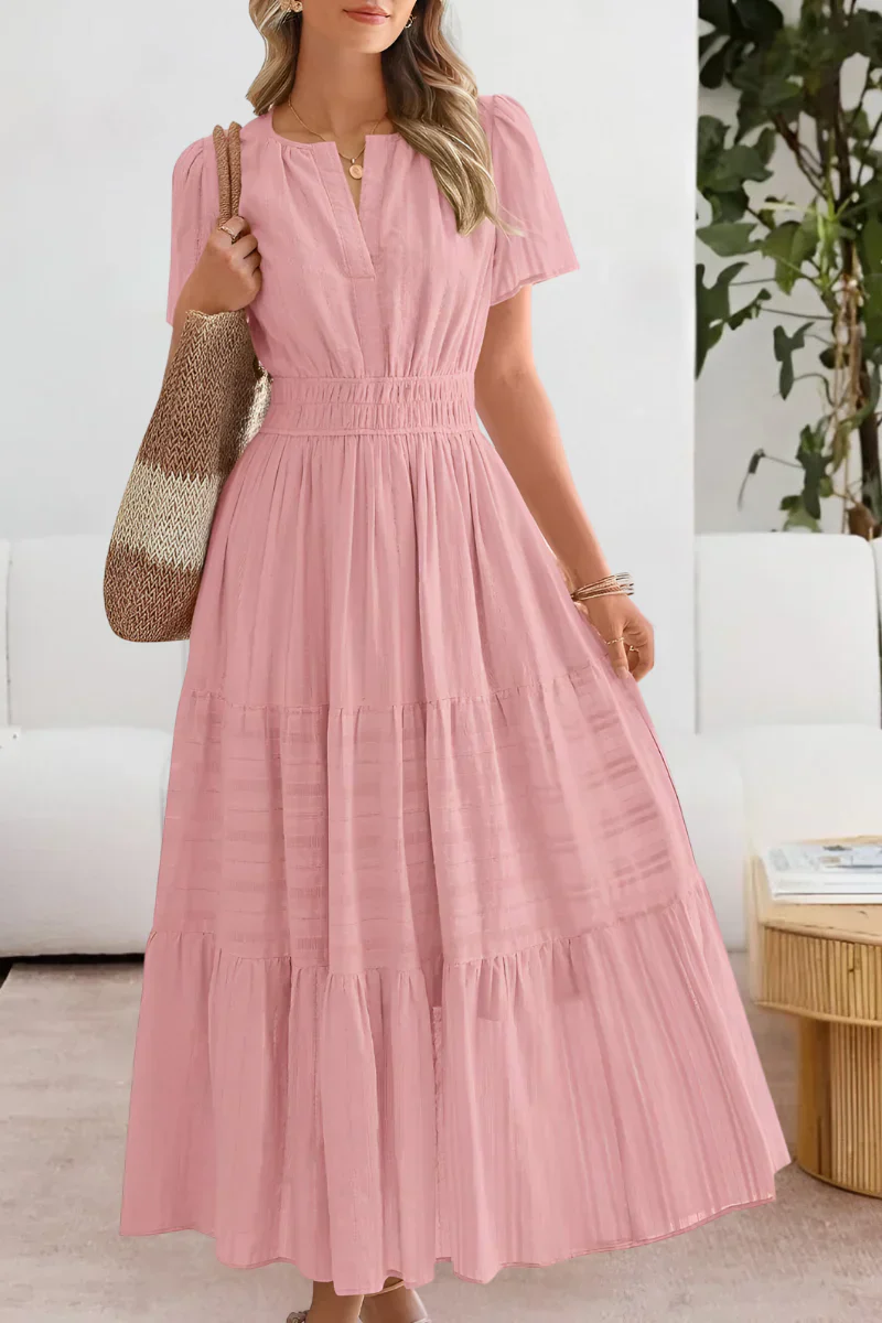 The Tiered V Neck Midi Dress