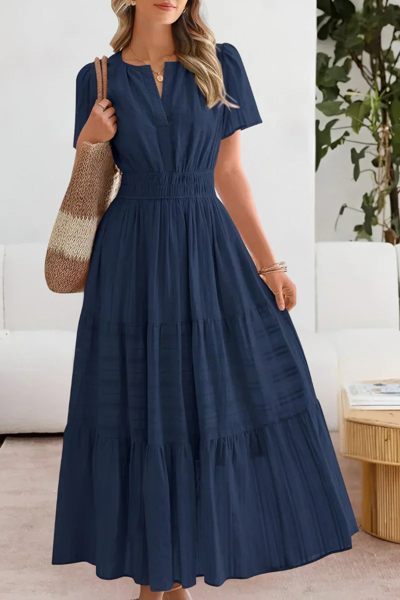 The Tiered V Neck Midi Dress