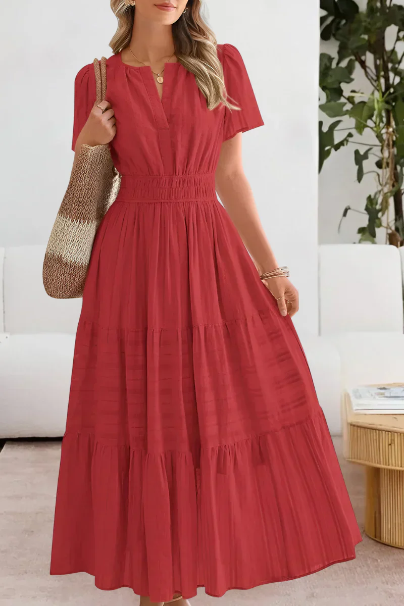 The Tiered V Neck Midi Dress