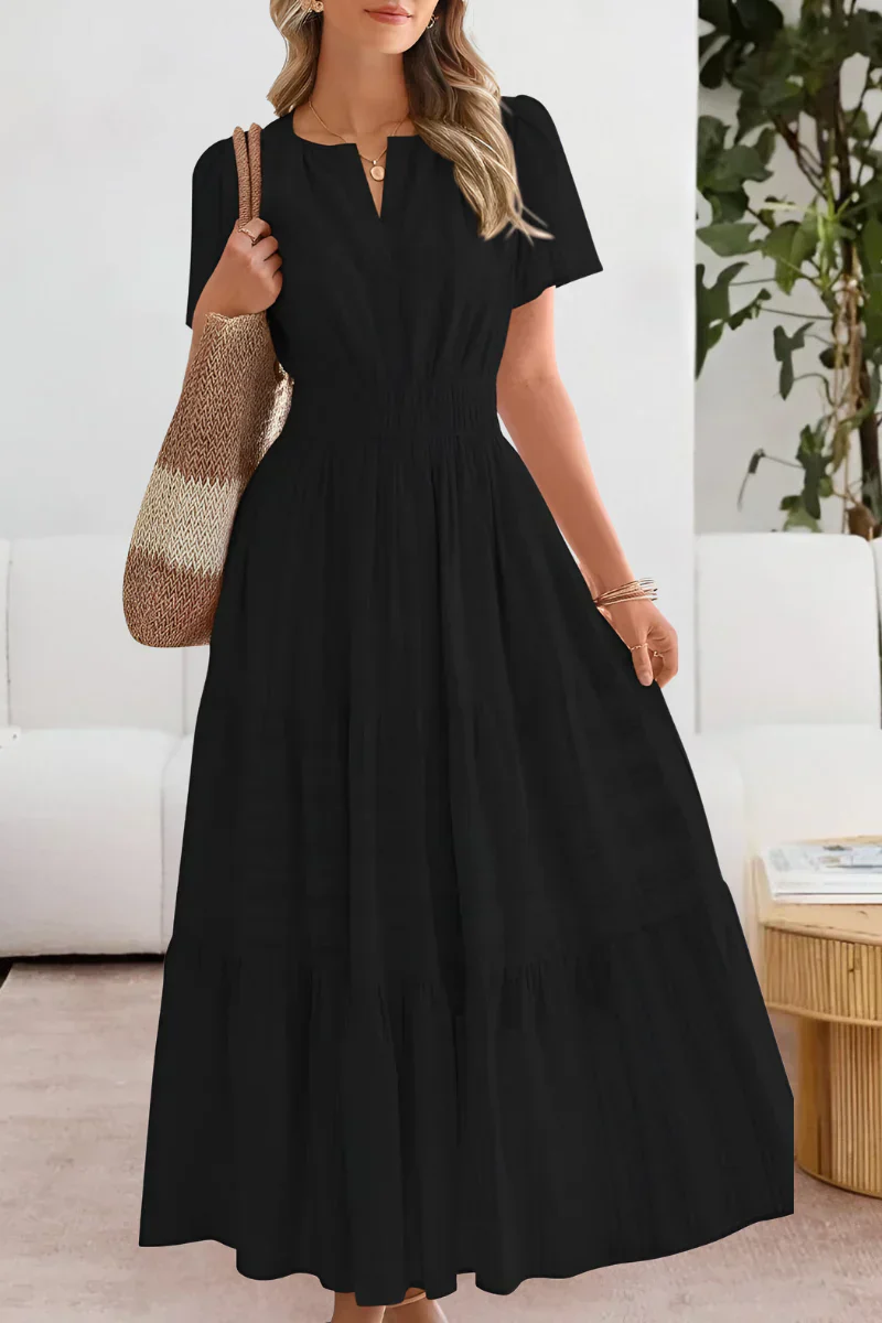 The Tiered V Neck Midi Dress