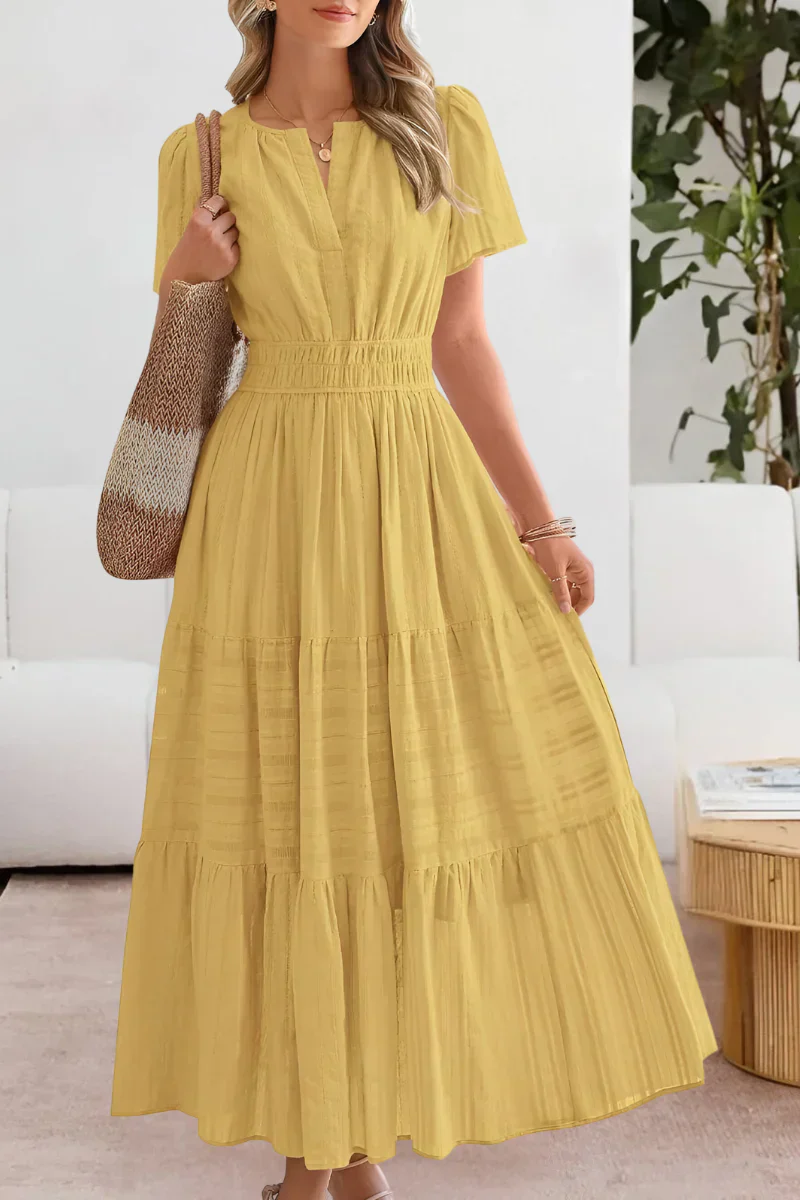The Tiered V Neck Midi Dress