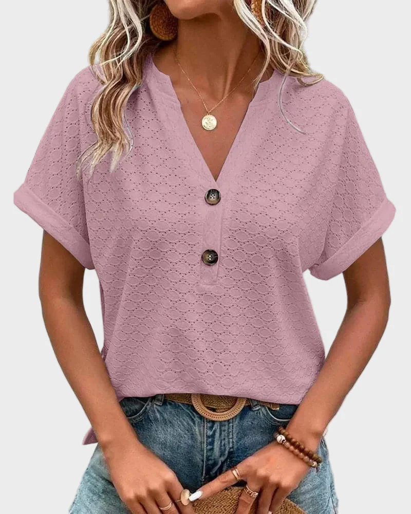 The V Neck Hollow Out Top