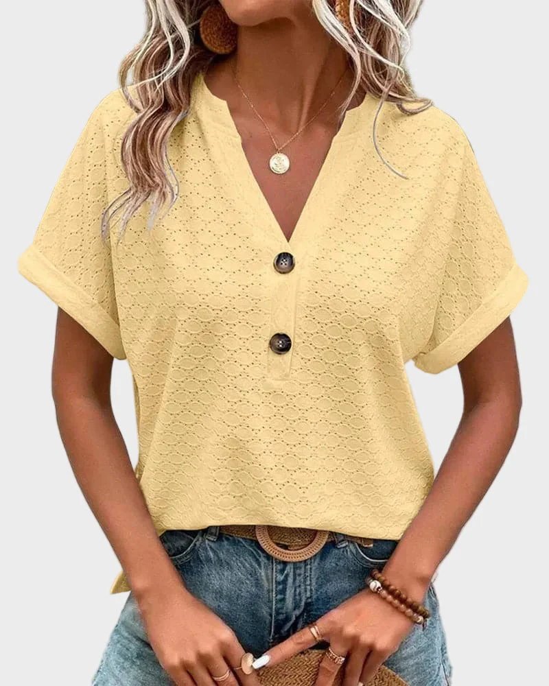 The V Neck Hollow Out Top