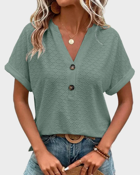 The V Neck Hollow Out Top