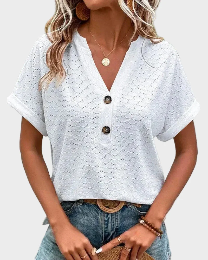 The V Neck Hollow Out Top