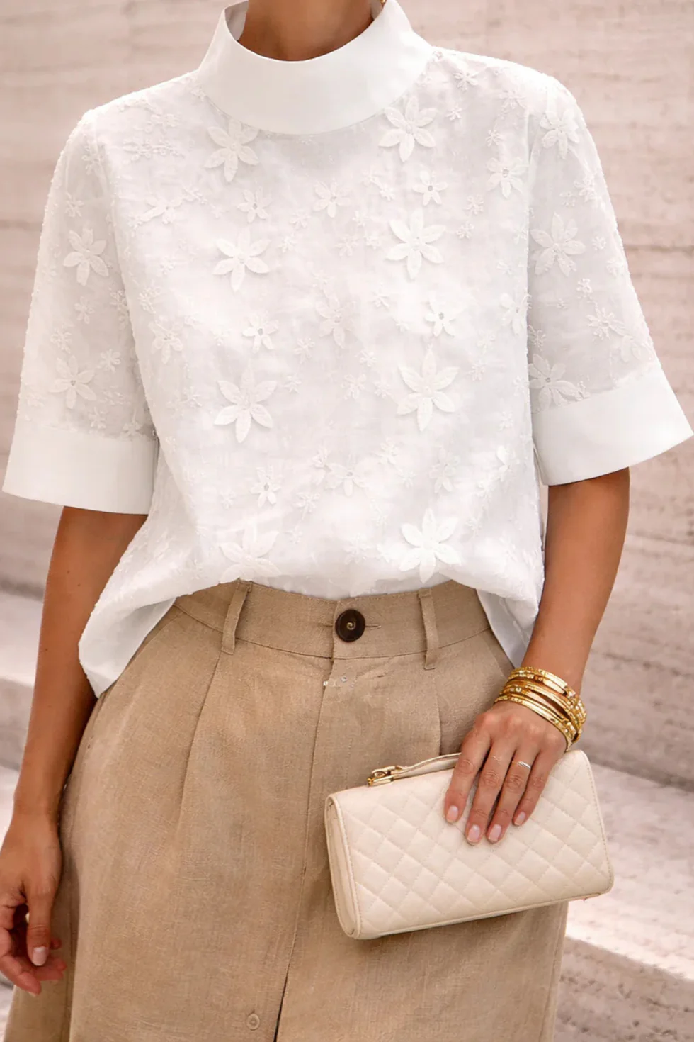 The White High Neck Blouse