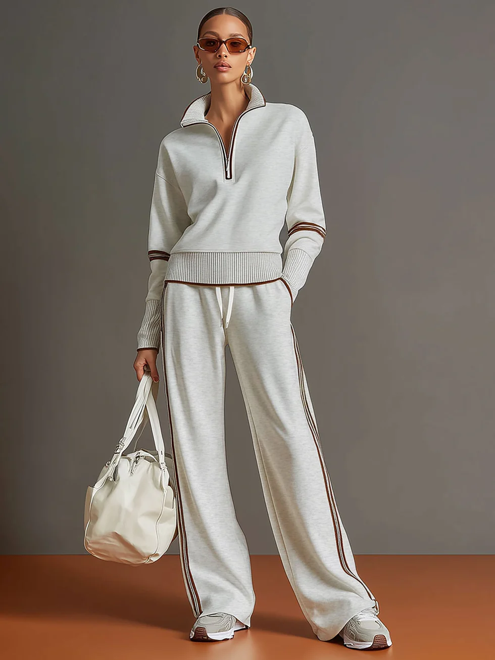 The Stripe Half Zip Tracksuit Set