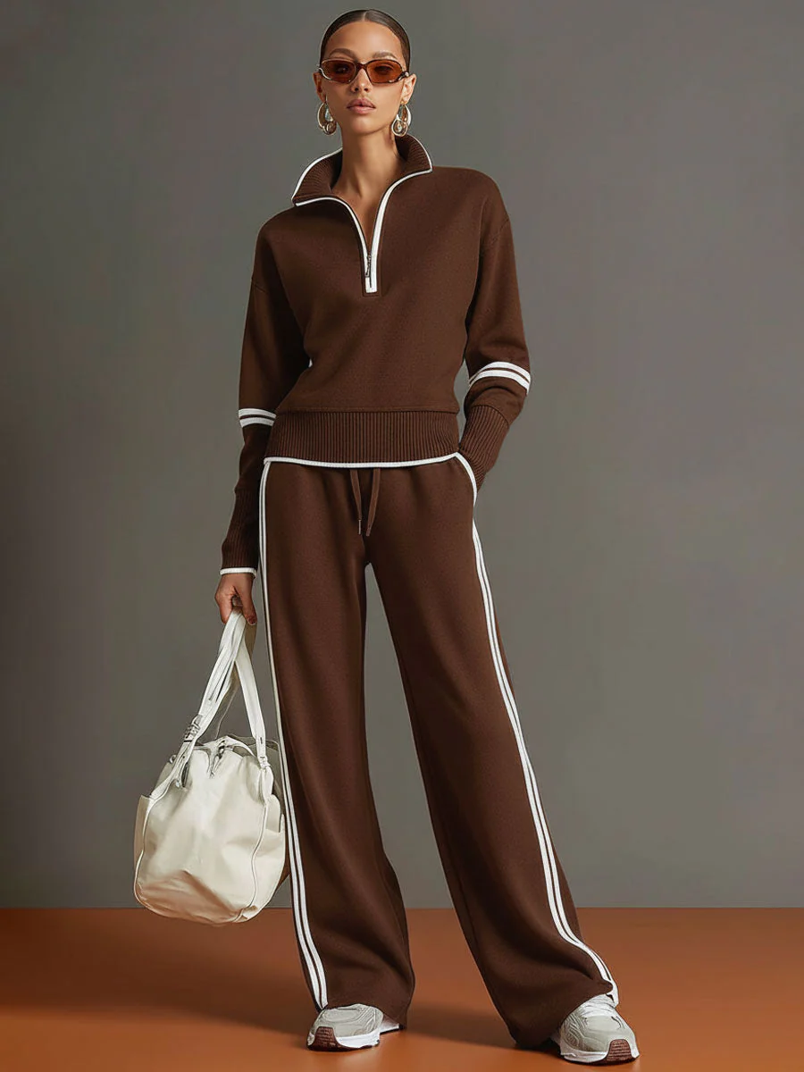 The Stripe Half Zip Tracksuit Set
