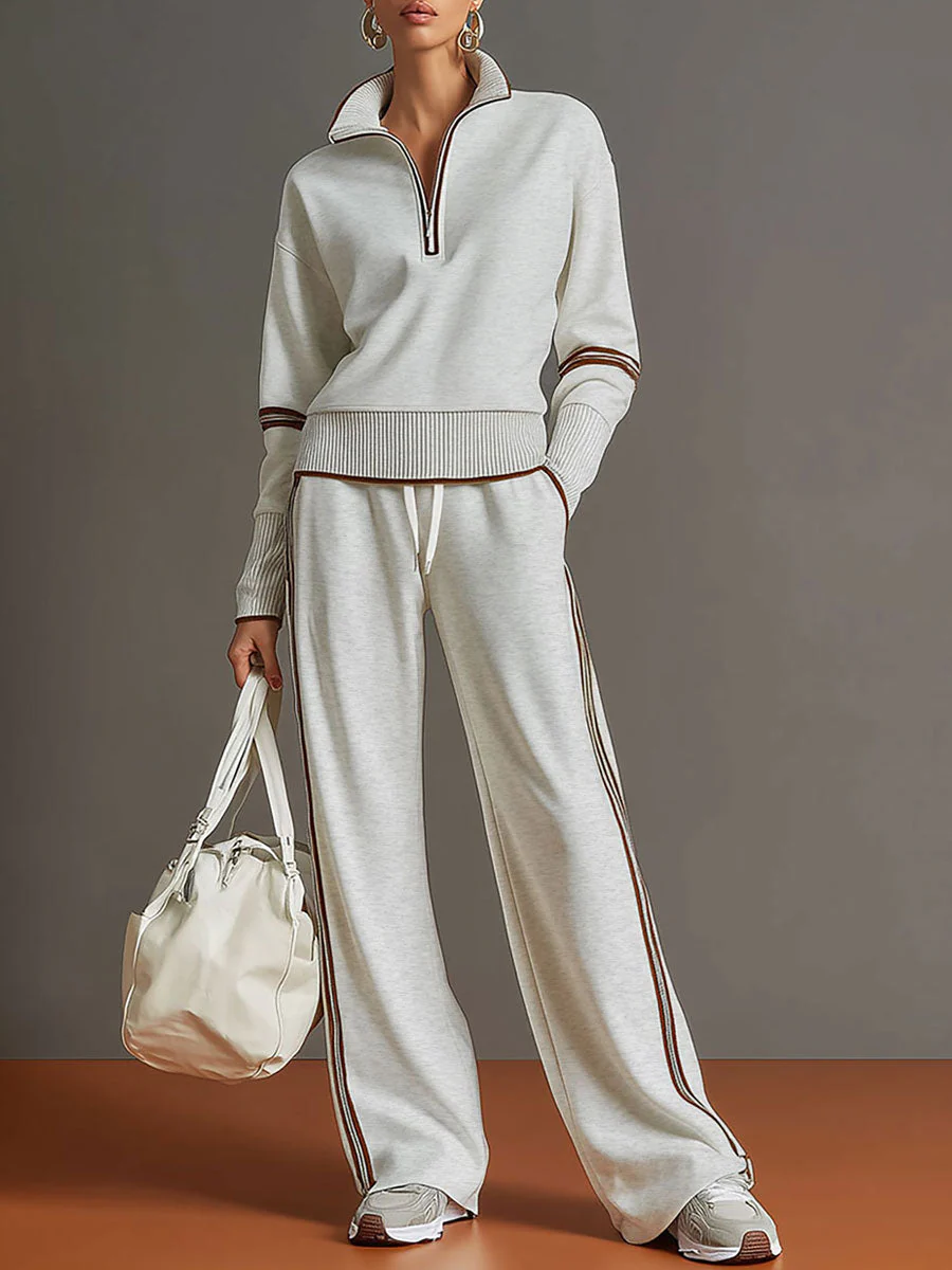 The Stripe Half Zip Tracksuit Set