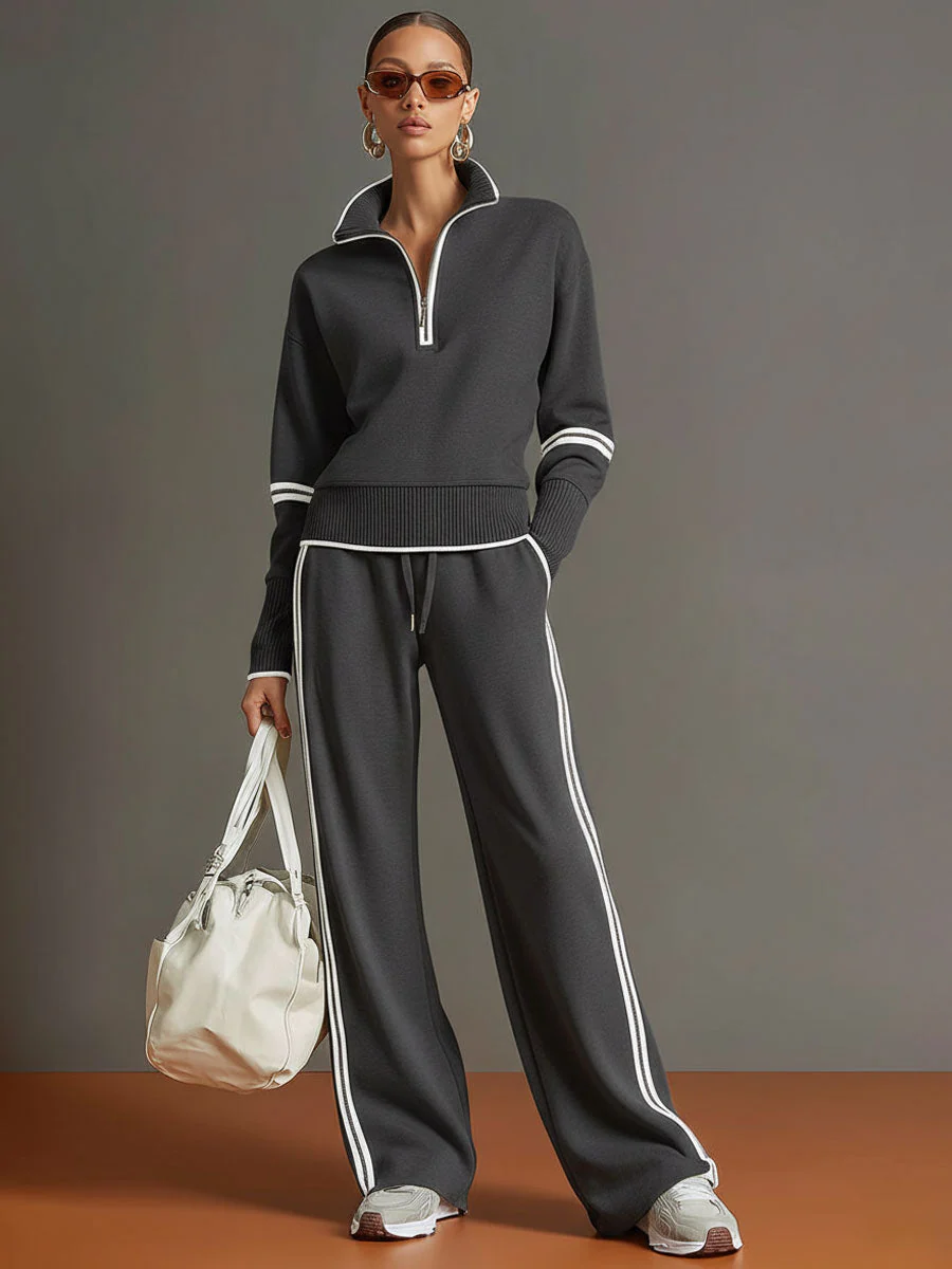 The Stripe Half Zip Tracksuit Set