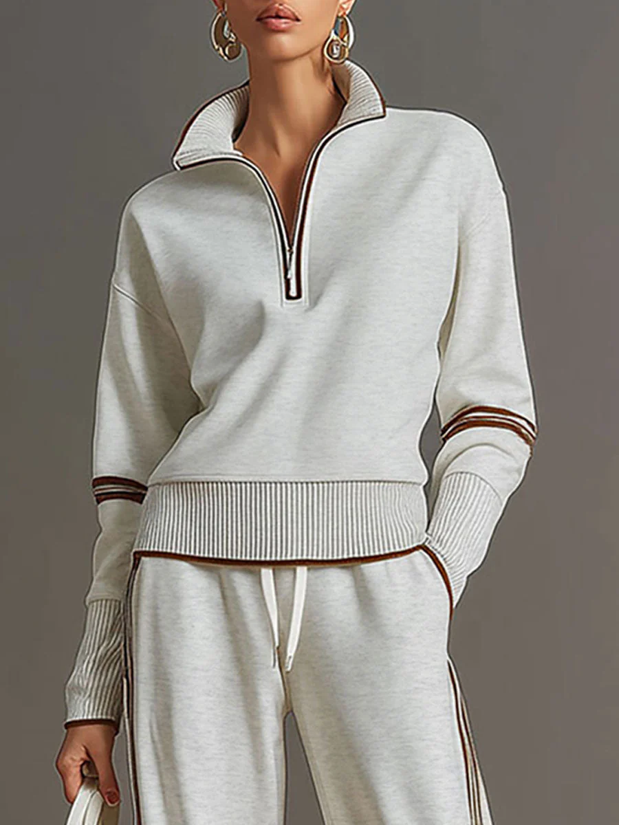 The Stripe Half Zip Tracksuit Set