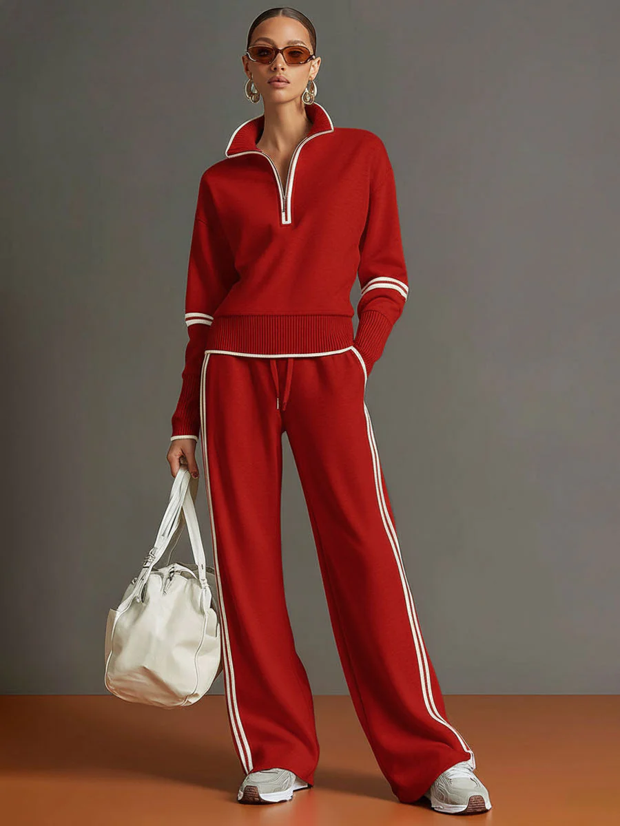 The Stripe Half Zip Tracksuit Set