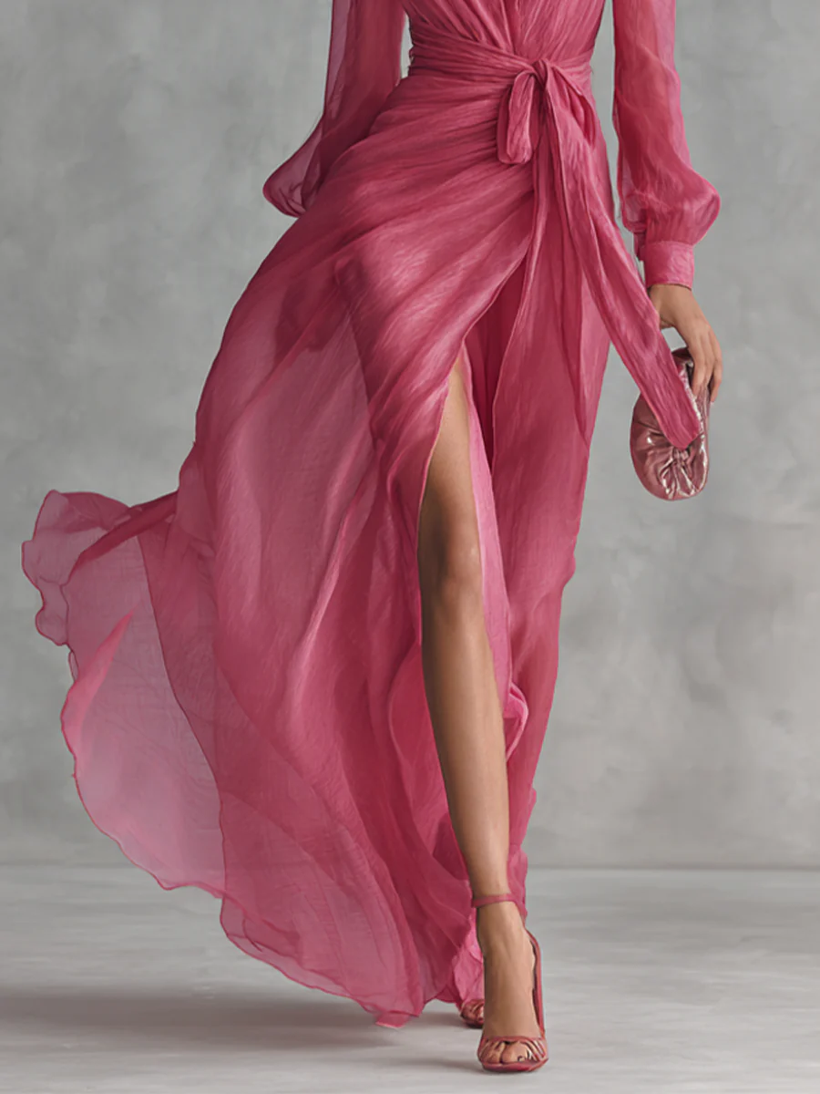 The Tie Waist High Slit Maxi Dress
