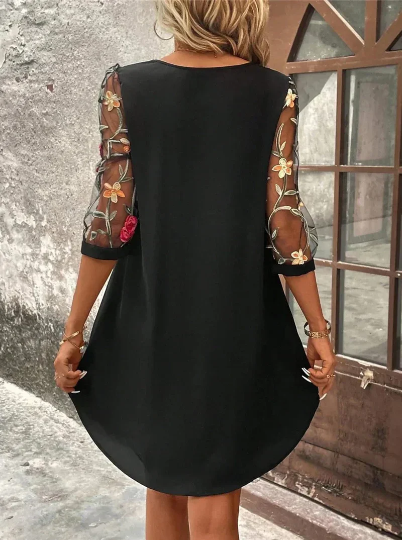The Floral Design Mini Dress with Sleeves