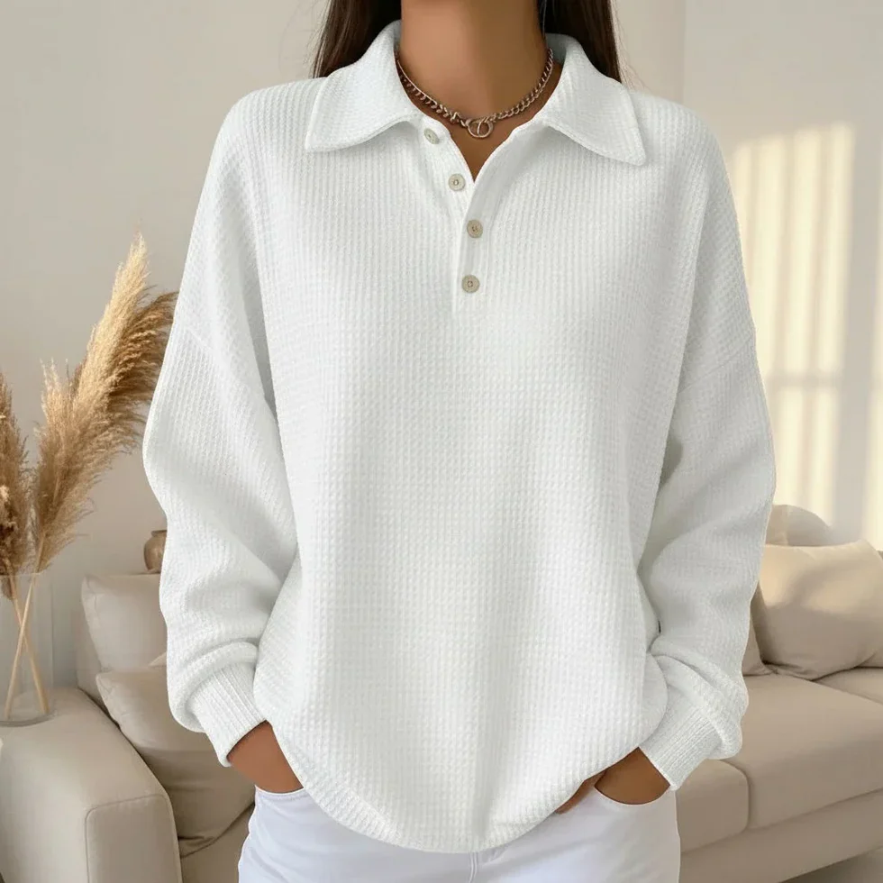 The Button Waffle Polo Top