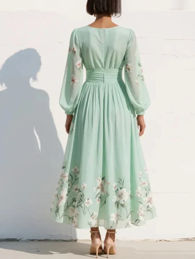 The Floral A Line Dress with Sleeves