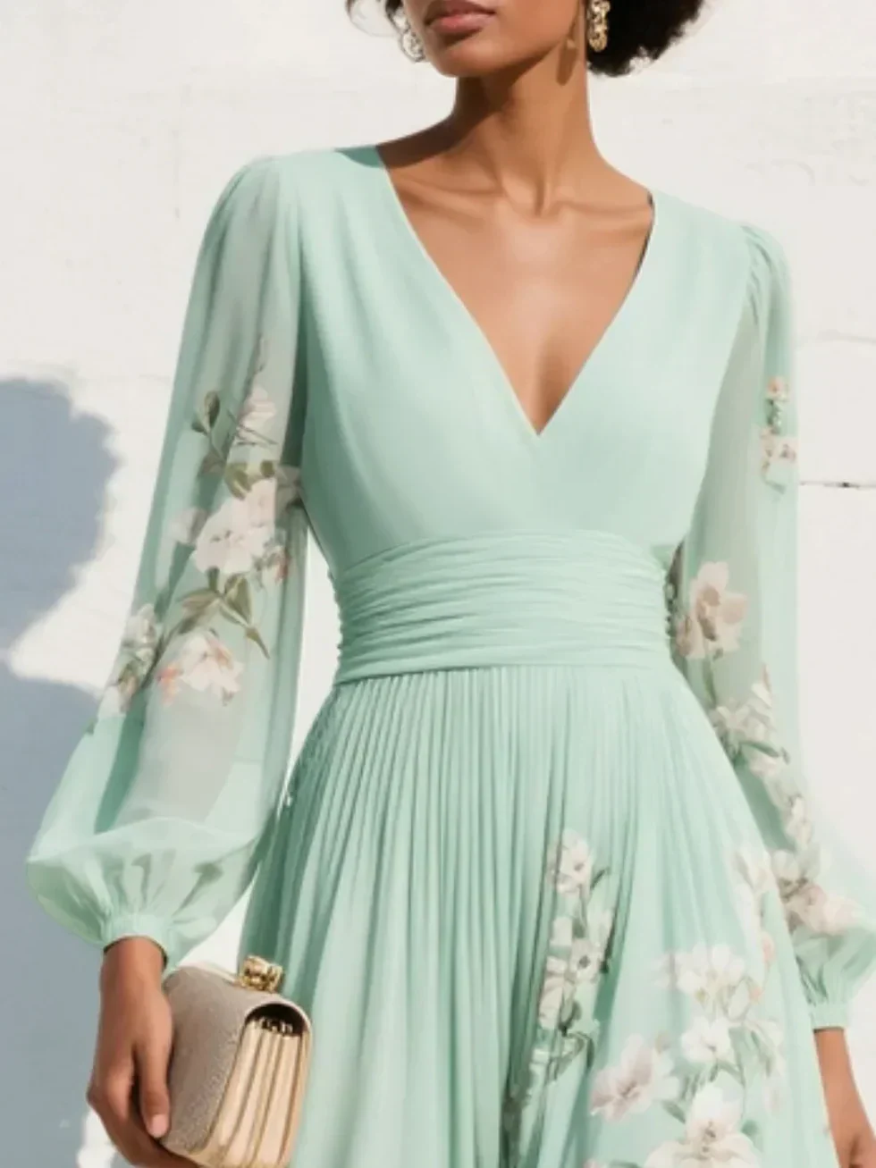The Floral A Line Dress with Sleeves