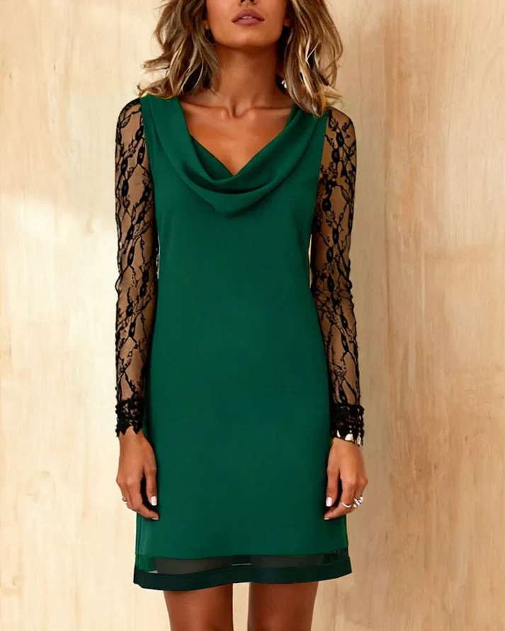 The Lace Sleeve Mini Dress